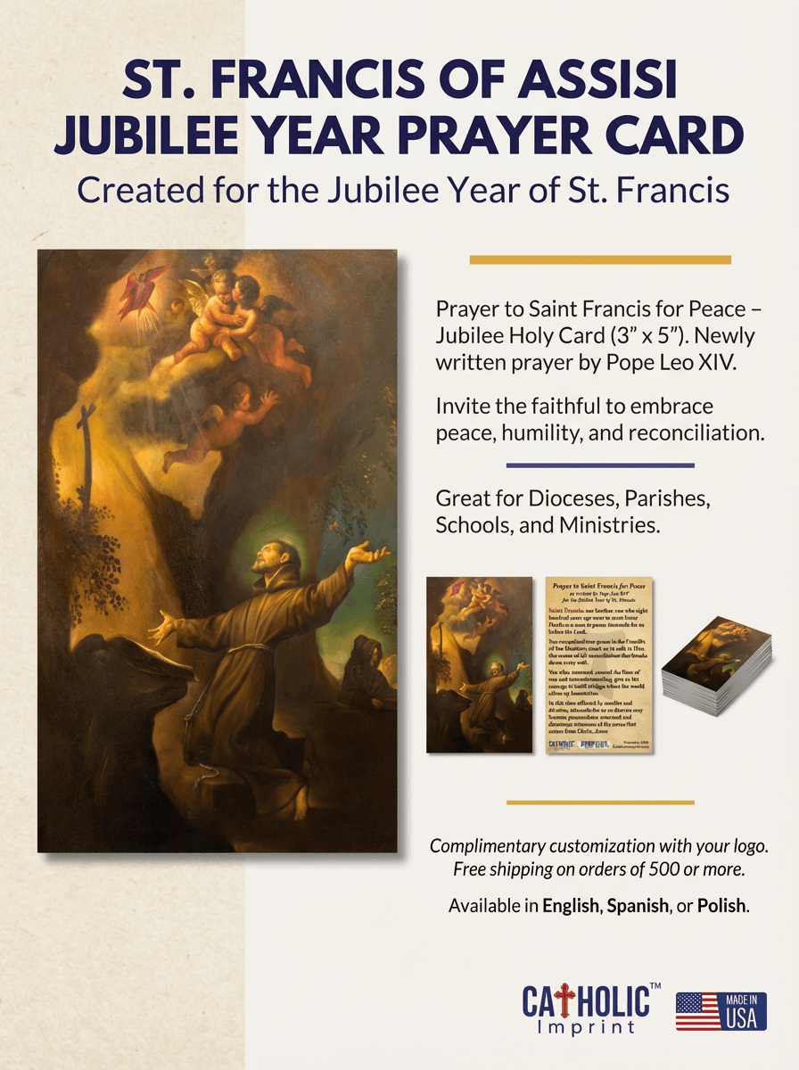 Jubilee prayer card with Saint Francis painting