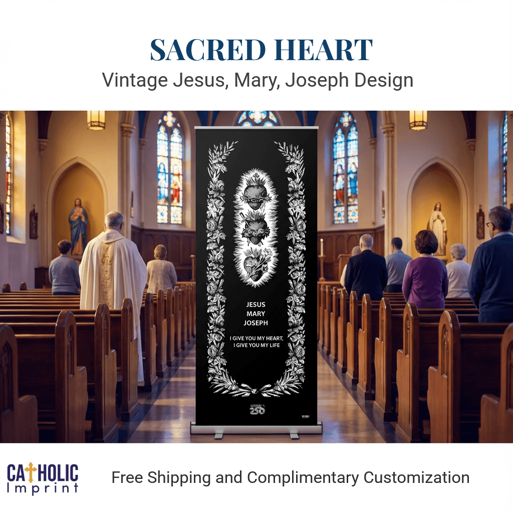 Sacred Heart of Jesus banner with text for religious display