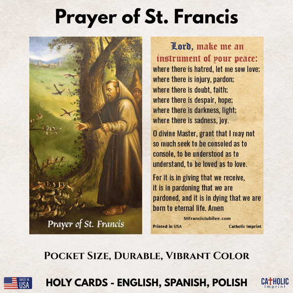 Prayer of St. Francis Holy Card - Prayer of St. Francis Card | Pocket ...